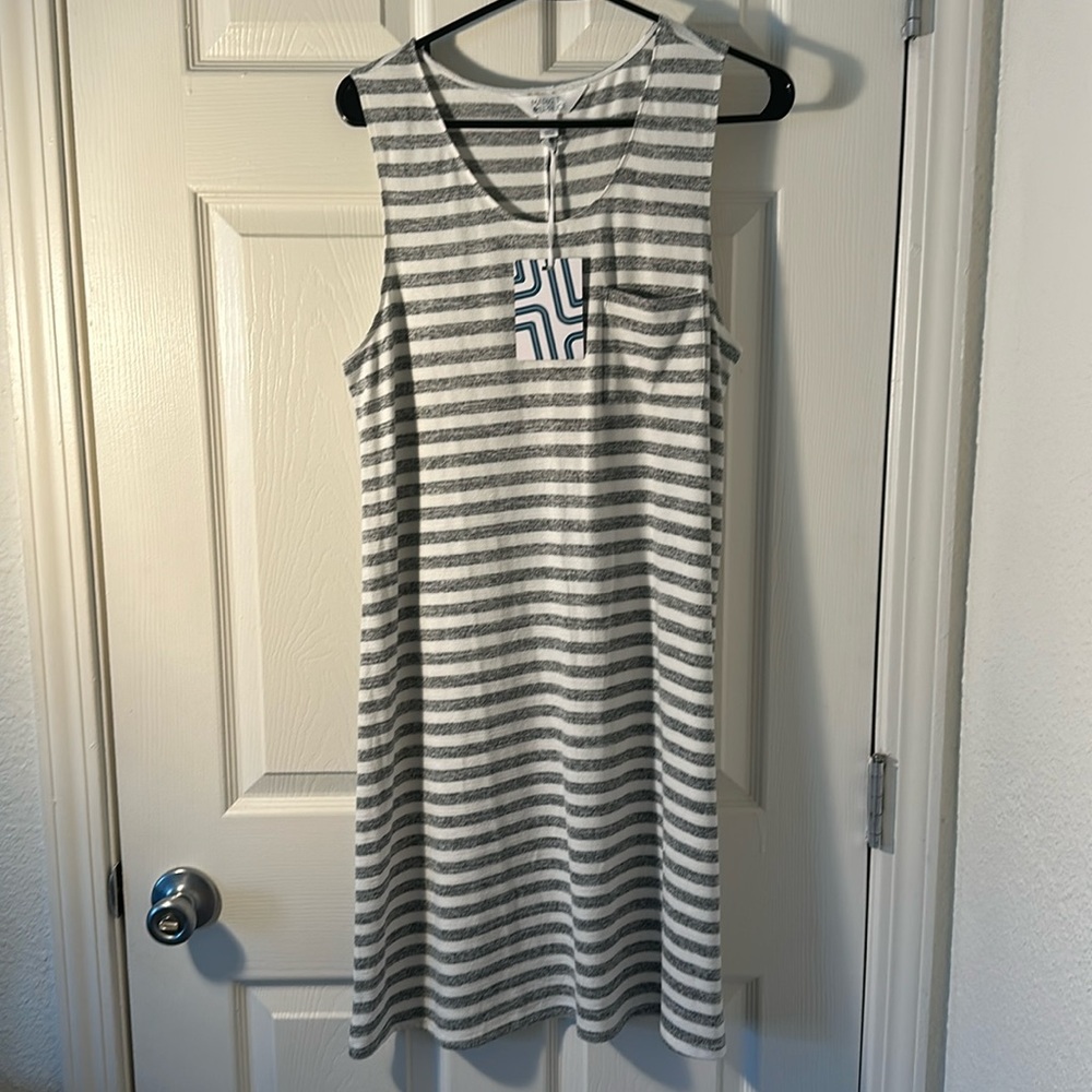 Grey and white stripped dress
